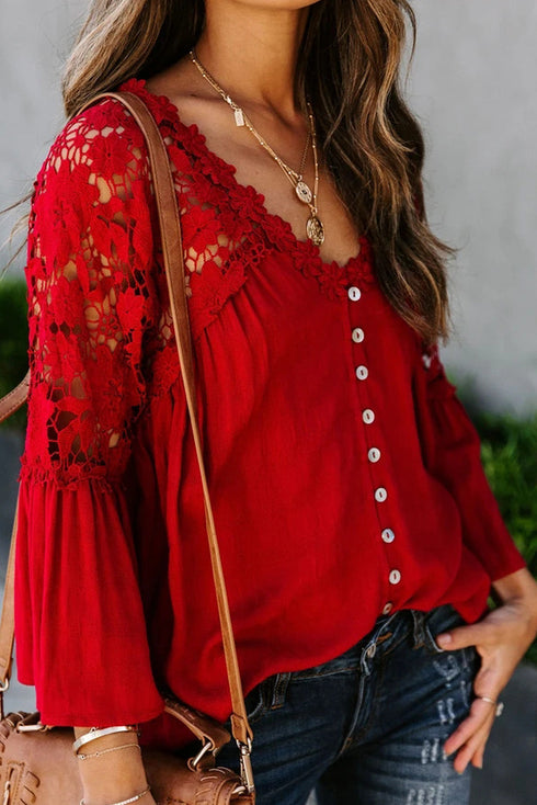 Crochet Lace Button Top